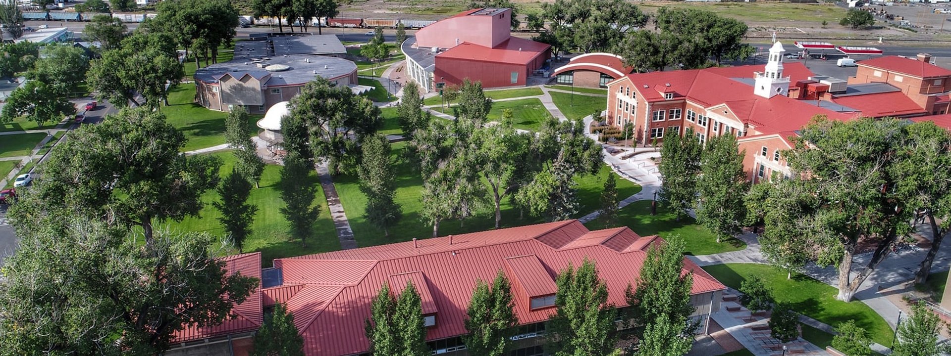 Aerial view of the Adams State University campus